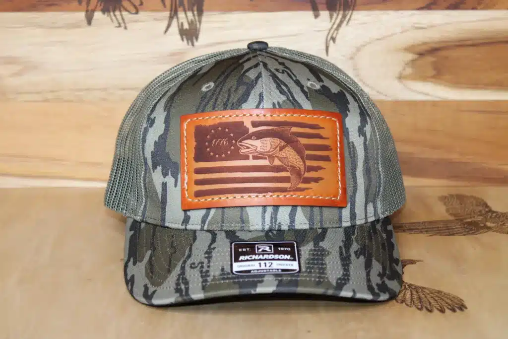 Leather Patch Hat RedFish Flag