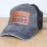 Custom Leather Patch Ponytail Hats